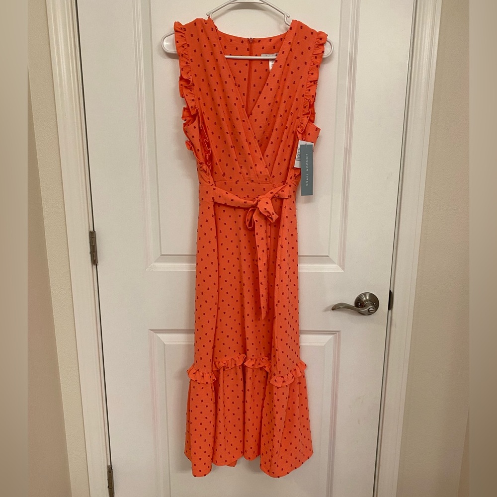 London Times Women's Ruffled Tiered Midi Dress NWT